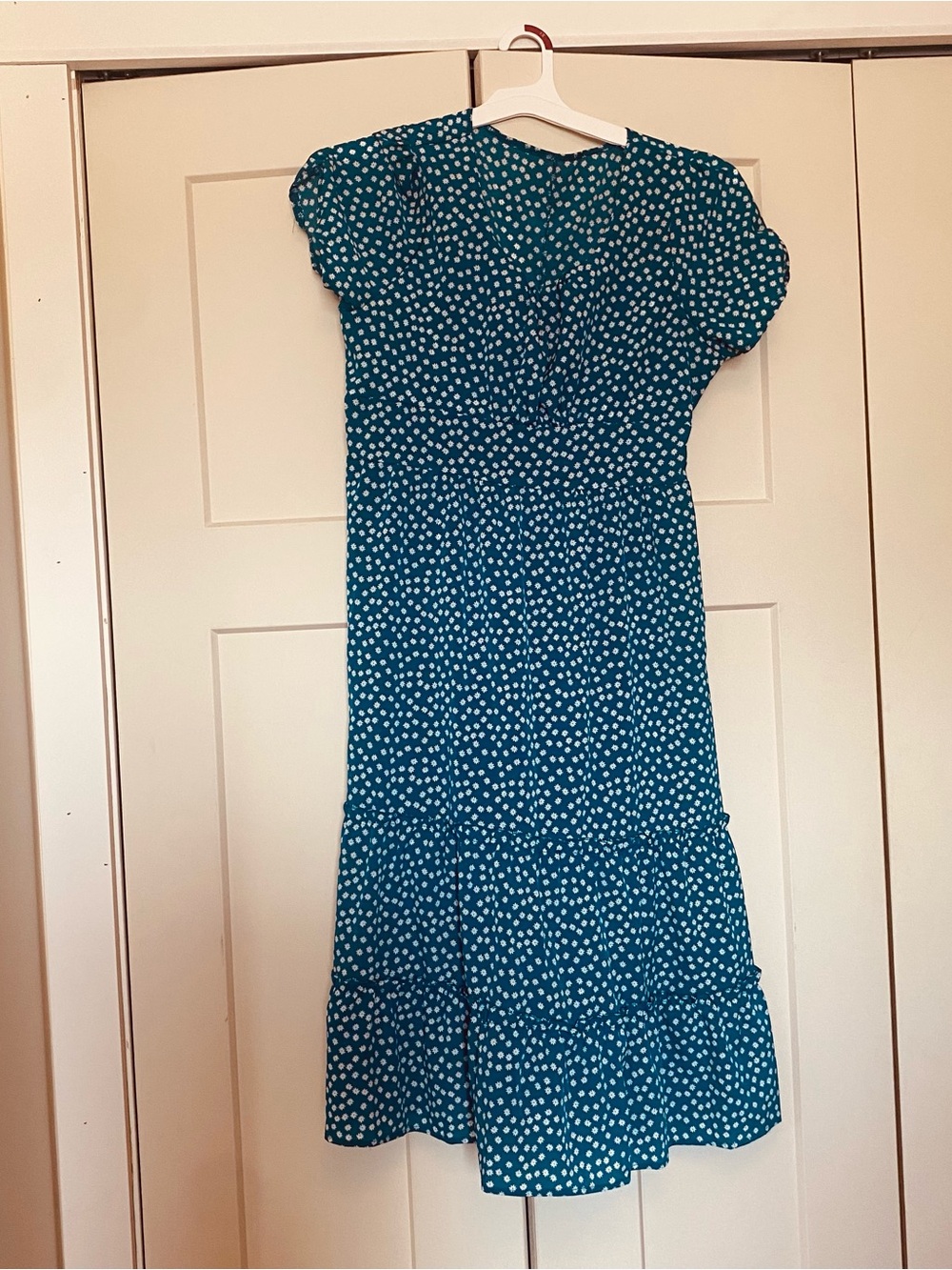 Teal Polka Dot Midi Dress